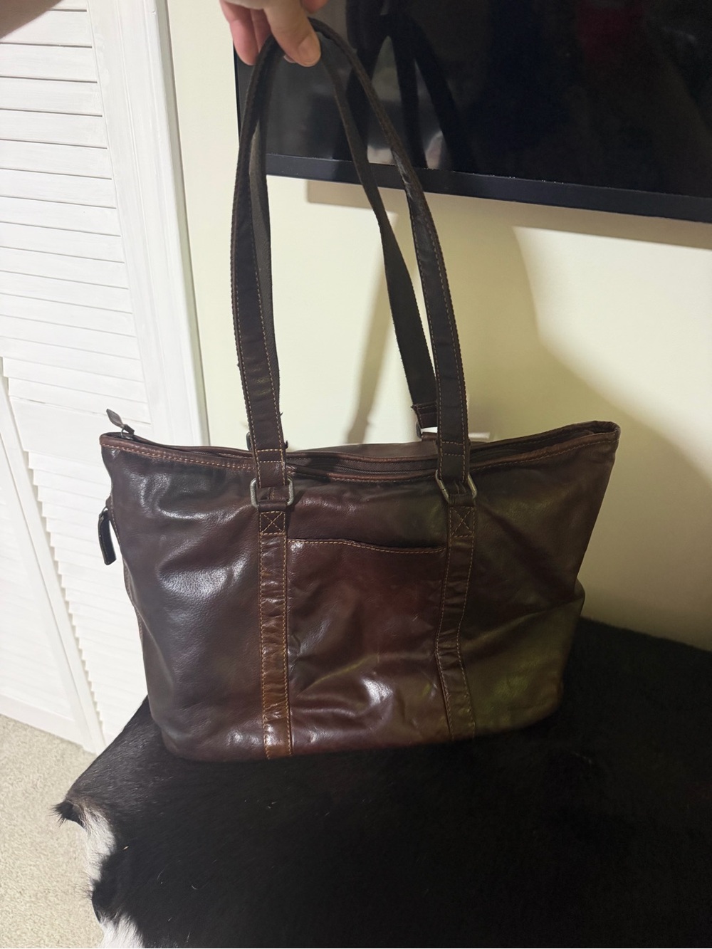 Leather Tote Bag - Brown